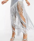 ASOS Design Fringe Dress - 10 / Silver - Dresses