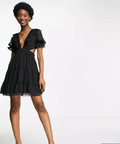 ASOS Mini Tea Dress In Chiffon With Tiered Skirt - Dresses