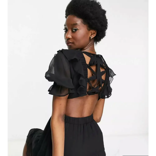 ASOS Mini Tea Dress In Chiffon With Tiered Skirt - Dresses