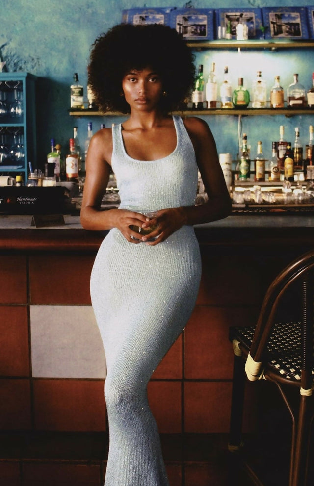 Asta Resort Ana Dress - Baia Blue Sequin - 6 / Blue - Dresses