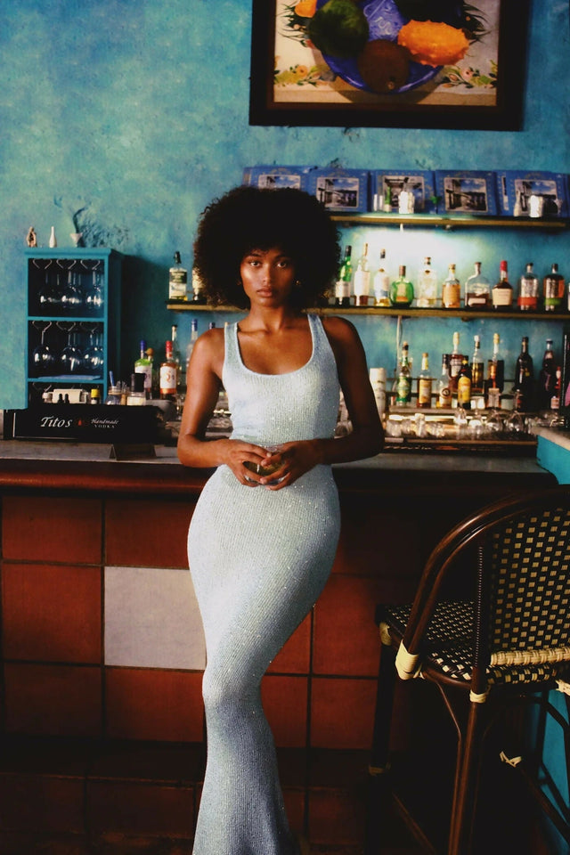 Asta Resort Ana Maxi Dress Baia Blue Sequin - Dresses