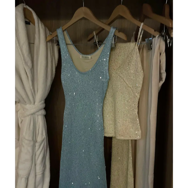 Asta Resort ‘Ana’ Sequin Maxi - XS / Light Blue - Dresses