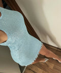 Asta Resort Natalia Mini Dress in Blue Sequin - Dresses