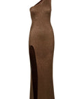 Asta Resort Sofia Split Chocolate Sequin Midi Dress - 8 / Brown - Dresses