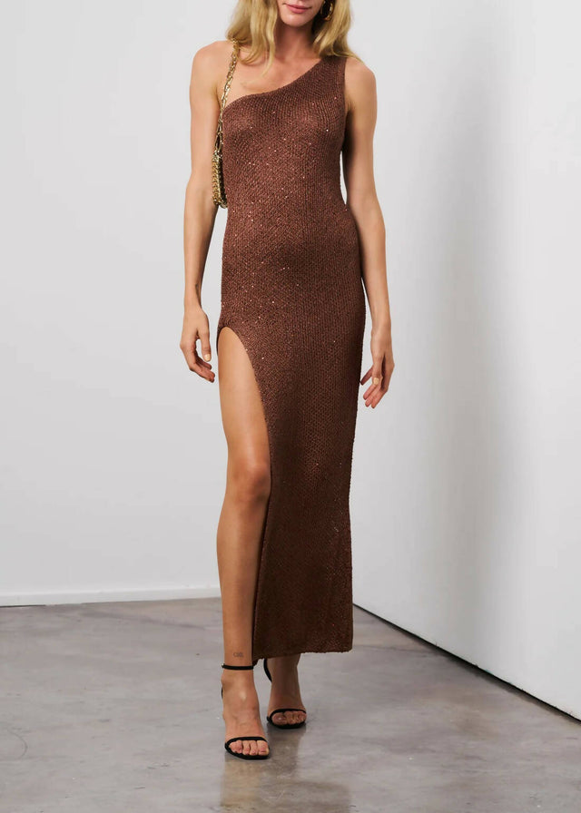brown lace maternity dress Brown Lace Smocked Long Sleeve Off Shoulder Maternity Maxi Dress main image 1