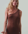 Asta Resort Sofia Split Sequin Midi Dress in Chocolate - Dresses