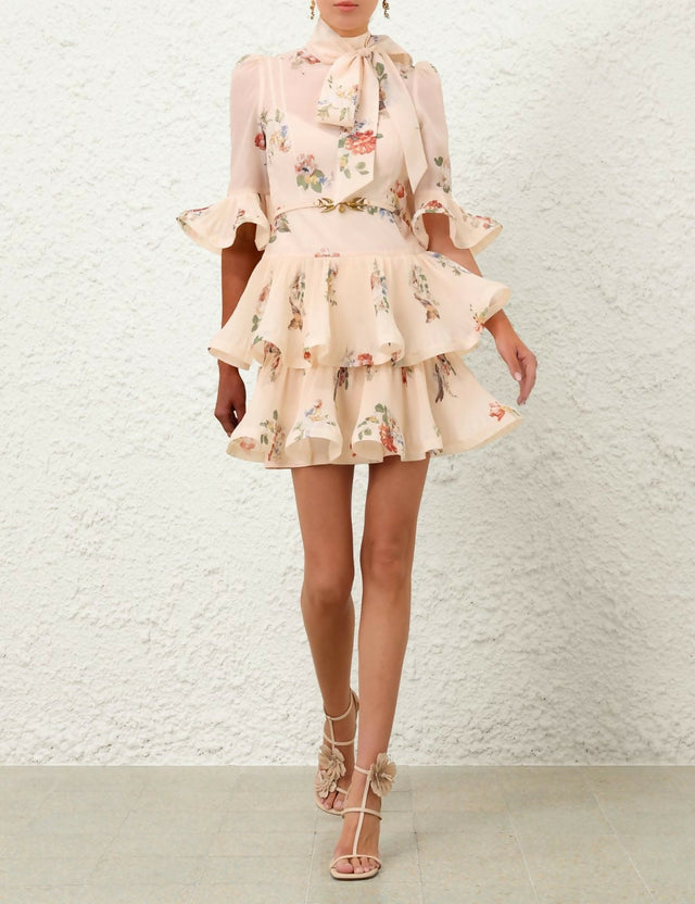 Zimmermann Pleated Sleeved Mini Dress