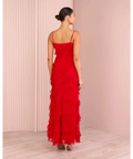 Azzurielle Penelope Ruffle Red Maxi Dress Size 8 - 8 / Red - Dresses