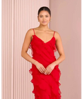 Azzurielle Penelope Ruffle Red Maxi Dress Size 8 - 8 / Red - Dresses