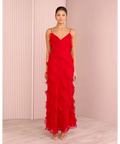 Azzurielle Penelope Ruffle Red Maxi Dress Size 8 - 8 / Red - Dresses