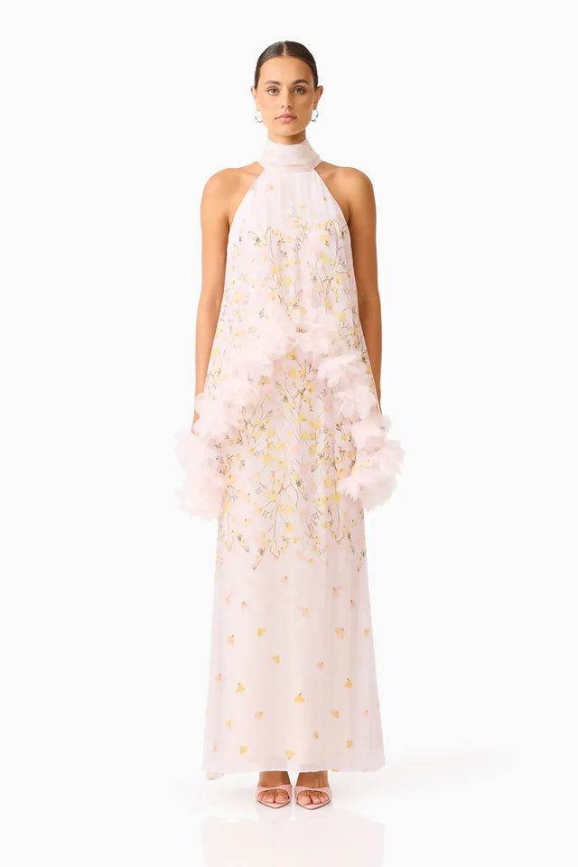 Elliatt Tulsia Floral Cape Maxi Dress in Pink