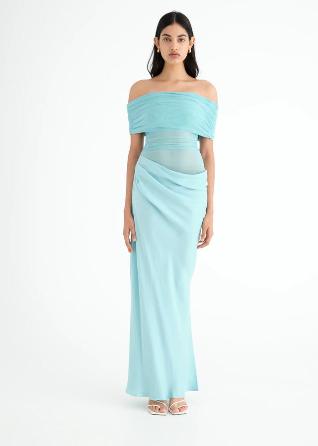 Benni Nico Off Shoulder Maxi Dress Aquamarine
