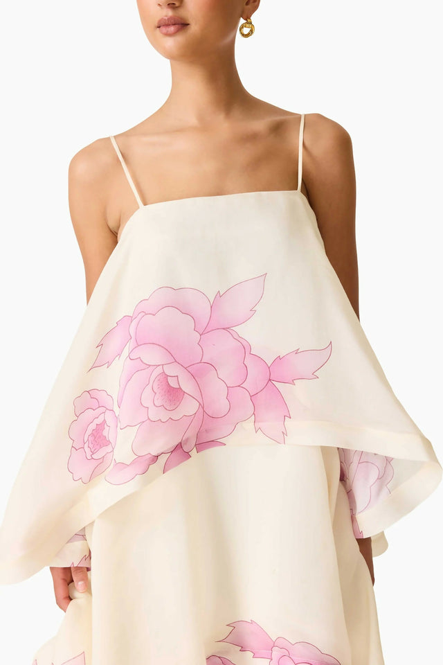 Elliatt Rova Tiered Gown in Cream & Pink Floral