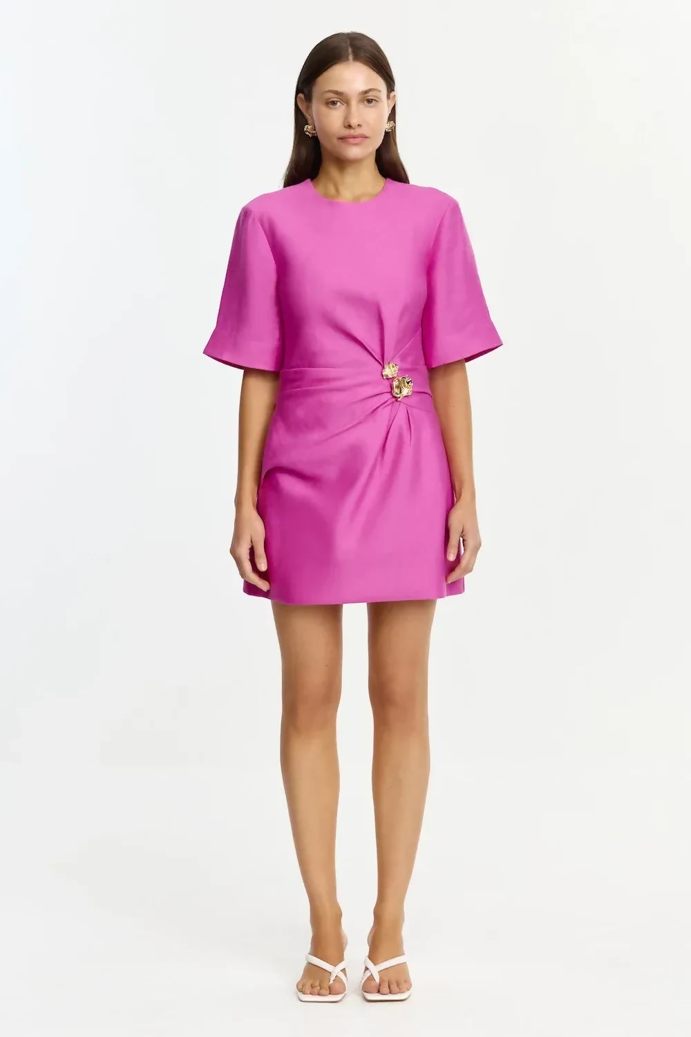 Acler Mannersly Mini Dress - Pink Topaz – designer dress hire