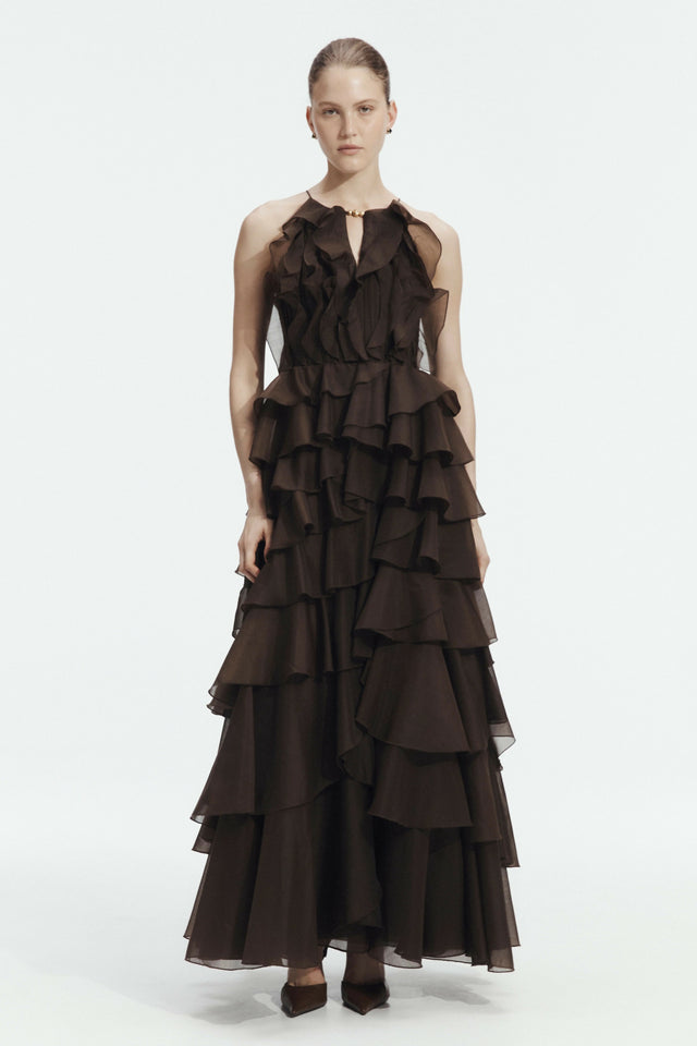 Aje Cleo Gown Brown Size 10