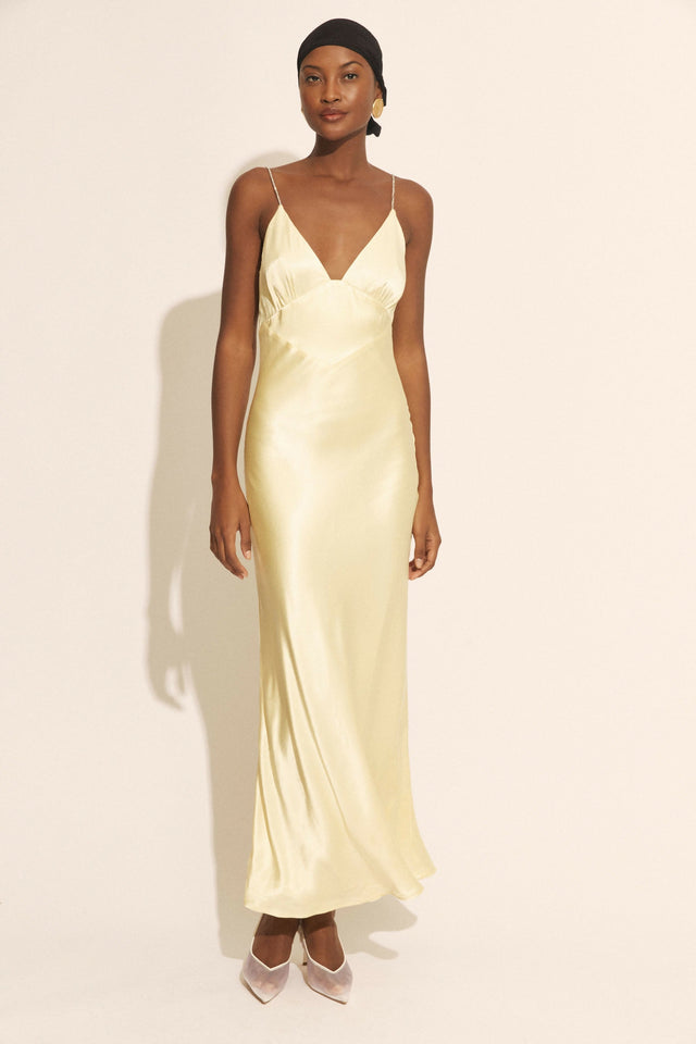 Bardot Capri Diamonte Slip Midi Dress - 8 / Yellow - Dresses