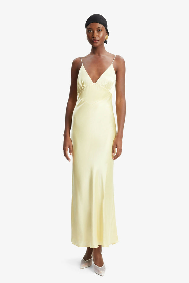 Bardot Capri Diamonte Slip Midi Dress - 8 / Yellow - Dresses