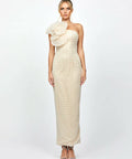 Bariano Dalylah One Shoulder Statement Midaxi Champagne Beige Pearl size 12 - Dress