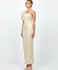 Bariano Dalylah One Shoulder Statement Midaxi Champagne Beige Pearl size 12 - Dress