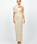 Bariano Dalylah One Shoulder Statement Midaxi Champagne Beige Pearl size 12 - Dress