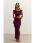 Bayse Brand Elara Midi Dress in Plum - 6 / Red - Dresses