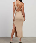 Bec and Bridge Harper Asymmetrical Midi Dress - 6 / Nude - Dresses