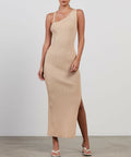 Bec and Bridge Harper Asymmetrical Midi Dress - 6 / Nude - Dresses