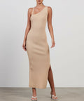 Bec and Bridge Harper Asymmetrical Midi Dress - 6 / Nude - Dresses