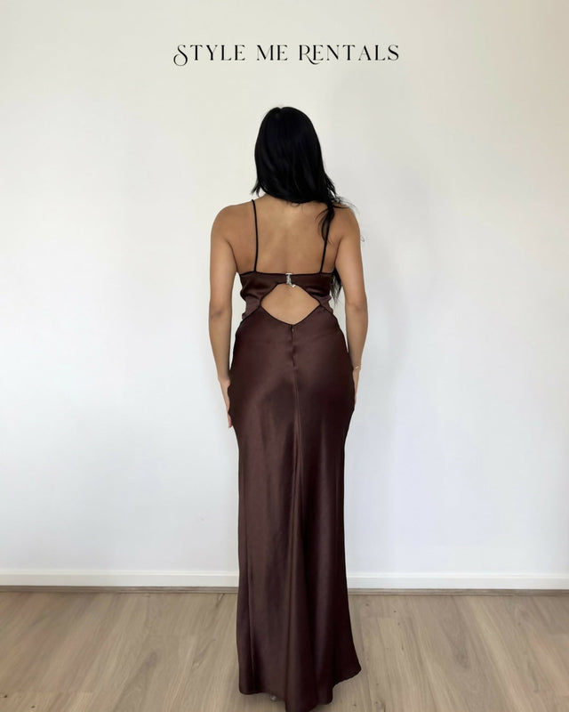 Bec and Bridge Hazel Maxi Dress Chocolate Brown Print Size 8 - 8 / Brown - Dresses
