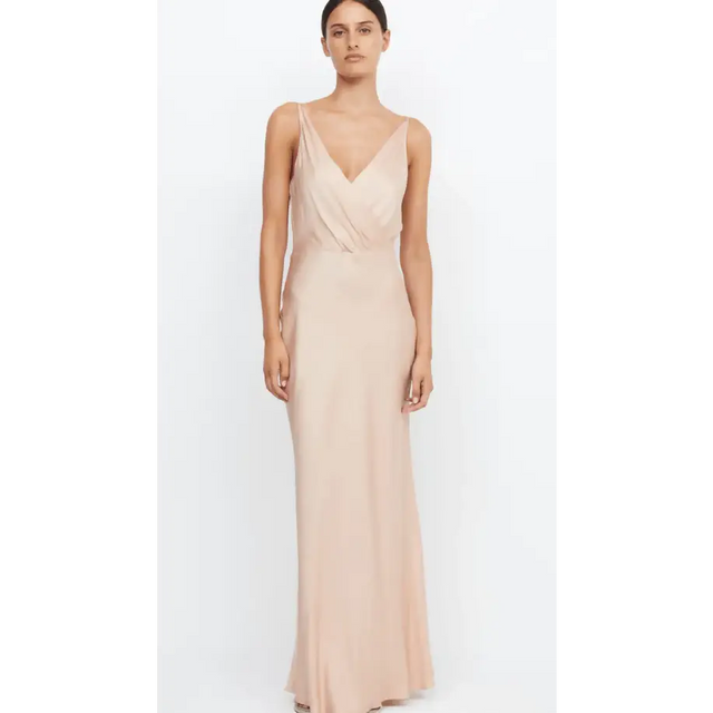Bec & Bridge Adore V Maxi Dress in Rose Gold - 8 / Gold - Dresses