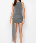 Bec & Bridge Astra Drape Mini Dress Chrome Size 6 8 & 10 - Dresses