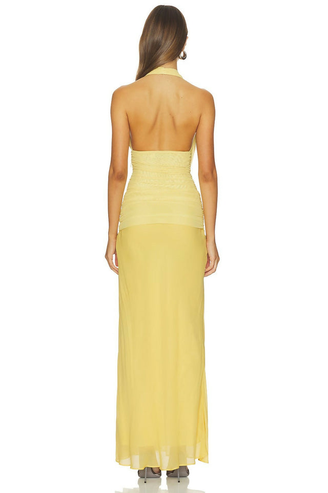 Bec & Bridge Cassis Drape Maxi Citron - 8 / Yellow - Dresses