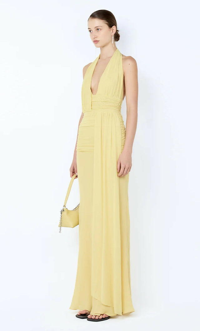 Bec & Bridge Cassis Drape Maxi Dress Citrus Size 6 - 6 / Yellow - Dresses