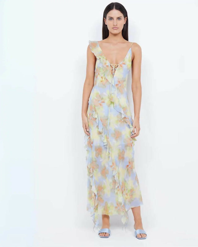 Bec & Bridge Courtney Frill Maxi Dress in Blue Blossom - 10 / Multi - Dresses