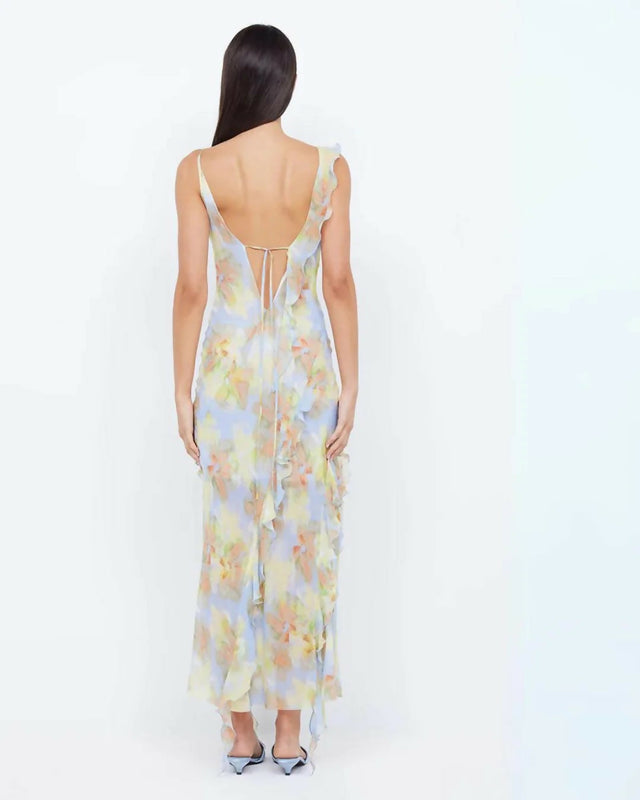 Bec & Bridge Courtney Frill Maxi Dress in Blue Blossom - 10 / Multi - Dresses
