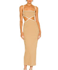 Bec & Bridge Coyote Midi Dress Nude Size AU 6 - 6 / Nude - Dresses