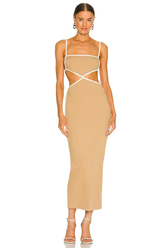 Bec & Bridge Coyote Midi Dress Nude Size AU 6 - 6 / Nude - Dresses