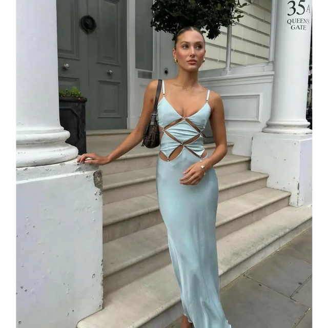 Bec & Bridge ‘Diamond Days’ Cloud Blue Cut Out Maxi - M / Light Blue - Dresses