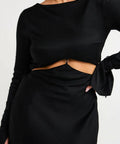 Bec & Bridge Diamond Days Long Sleeve Maxi Dress - 8 / Black - Dresses