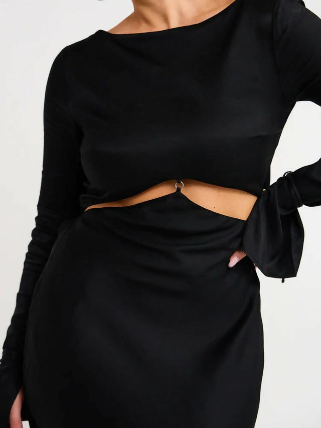 Bec & Bridge Diamond Days Long Sleeve Maxi Dress - 8 / Black - Dresses