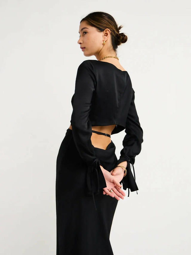 Bec & Bridge Diamond Days Long Sleeve Maxi Dress - 8 / Black - Dresses