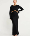 Bec & Bridge Diamond Days Long Sleeve Maxi Dress - 8 / Black - Dresses