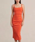 Bec & Bridge Elroy Tuck Midi in Flame - 6 / Orange - Dresses