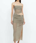 Bec & Bridge Iona Strapless Dress in Taupe - 8 / Taupe - Dresses