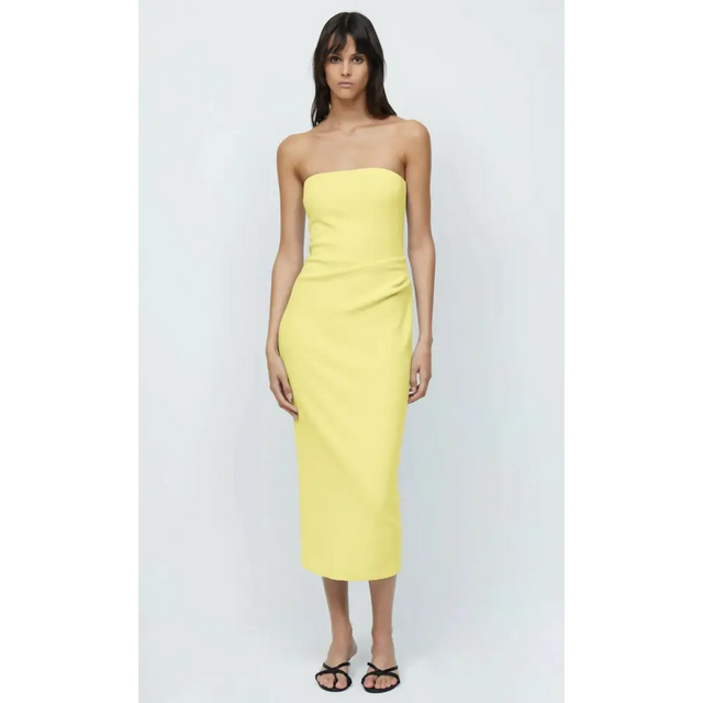Bec & Bridge Karina Strapless Midi - Butter Yellow or Fire Red | Passion For Fashion Bec & Bridge Karina Strapless Midi - Butter Yellow or Fire Red | Passion For Fashion