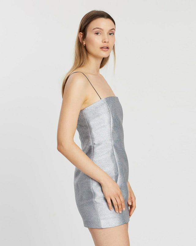Bec & Bridge Lady Sparkle Mini Dress - Metallic - Silver / 6 - Dresses