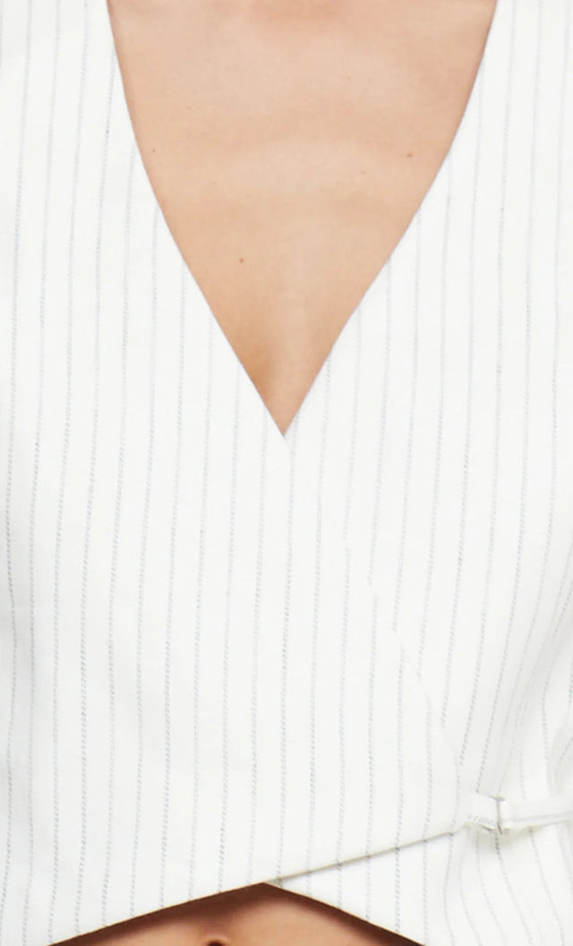 Bec & Bridge Lou Pinstripe Vest and Pants Set Ivory Size AU 6 - 6 / White - Outfit Sets