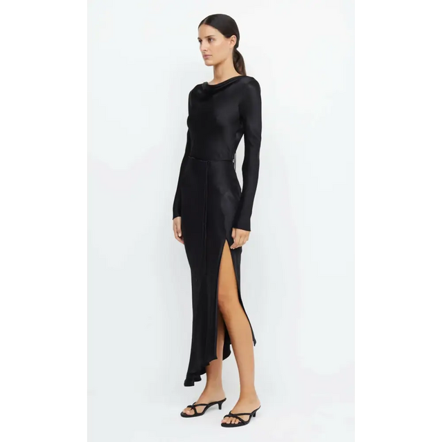 Bec & Bridge Moon Dance Long Sleeve Maxi - 8 / Black - Dresses