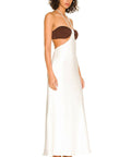 Bec & Bridge Nadia Cut Out Midi Dress in Chocolate and White - Dresses