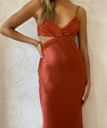 Bec & Bridge Nadia Twist Maxi Dress in Auburn - 8 / Auburn - Dresses